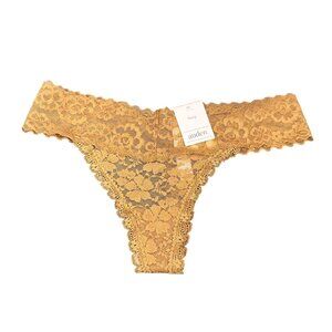 Auden Womens Size XS Panty Thong Lace Floral Brown New With Tags